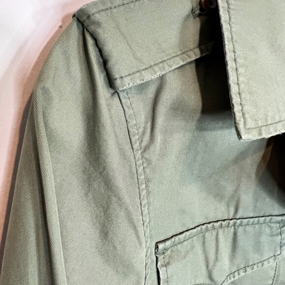 American Eagle Womens Jacket Green Collared Tan Button Down Size Medium - Picture 3 of 12